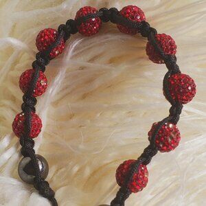 Unisex Ruby Red Coloured Swarovski Crystal Balls & Smooth Round Hematite Beads🌴
